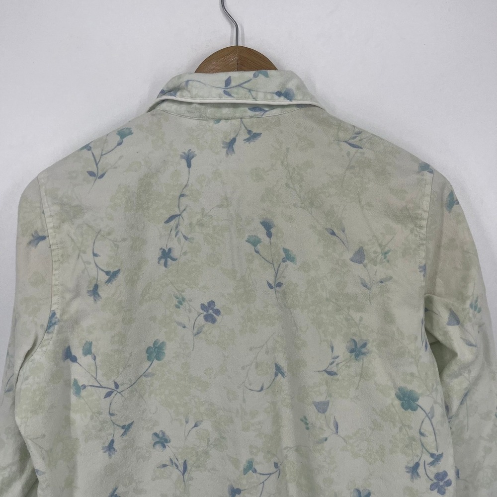 LL Bean Womens Petite Small Flannel Pajama Top Blue Floral Cotton - Picture 12 of 14